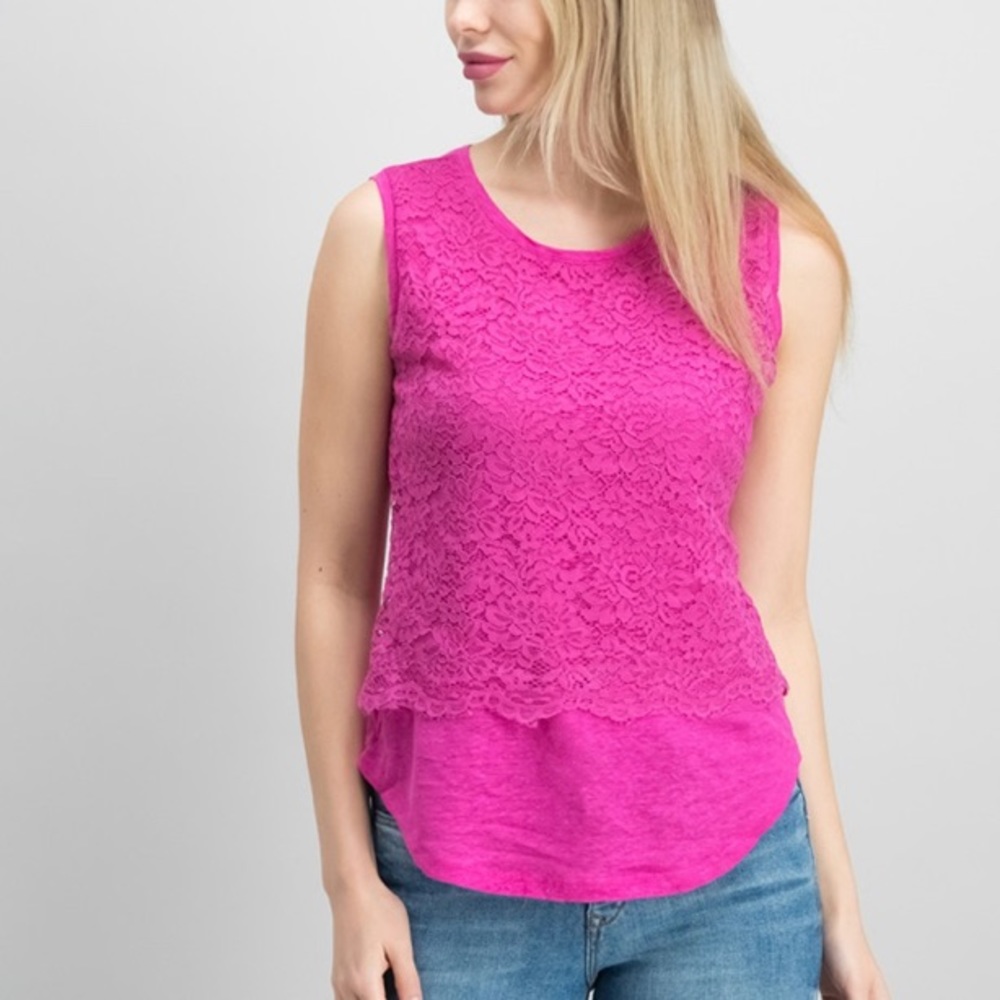 Maison Jules Linen Lace Layered Tank